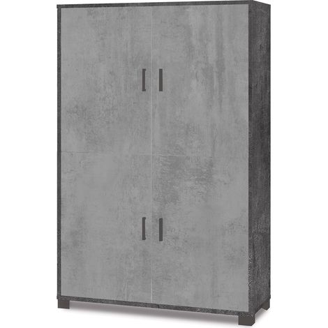 Mobile Multiuso 4 Ante 107x162x41 cm Ossido Nero/Cemento (1/3)