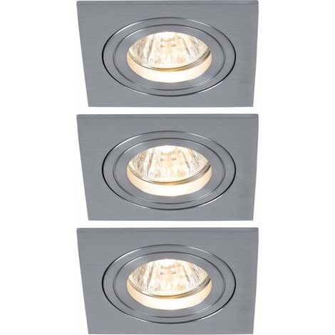Lot de 3 spots encastrables plafond spot en aluminium brossé éclairage salon orientable 925.21 (1/4)