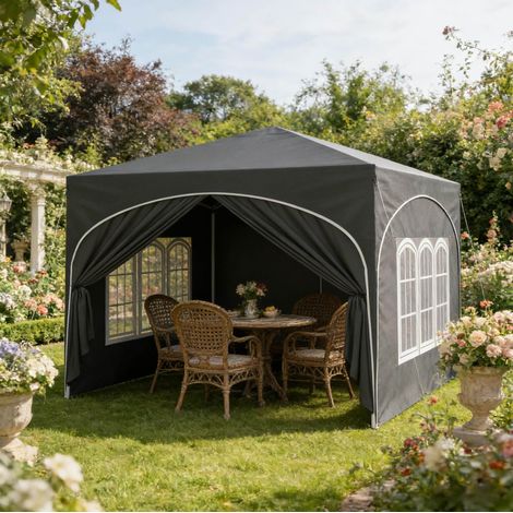 gazebo pieghevole 3x3m con pareti impermeabile grigio HAVRYA (1/4)