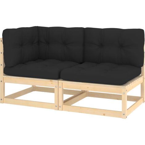 Salon de jardin 2 pcs,Mobilier de terrasse,Table et Chaise pour Relax avec coussins Bois de pin massif -YZ705440 (1/5)