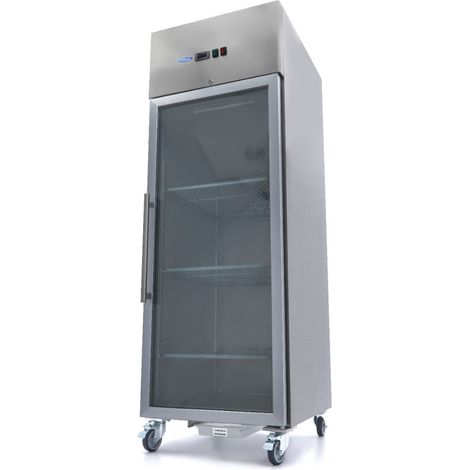 Congélateur - 600 L - 3 étagères réglables (2/1 GN) - acier inoxydable - avec porte en verre - Maxima