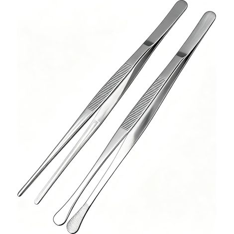 2-teilige Küchenzange, 30 cm lange professionelle Küchenzange aus Edelstahl, Küchenhelfer zum Kochen, Servieren, Grillen, für Salate, Fleisch, Fisch, Gemüse, Barbecue und den täglichen Gebrauch (1/5)