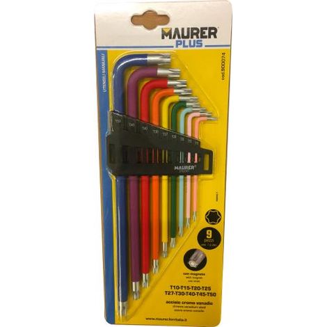 CHIAVI TORX C/MAGNETE LUNGHE IN SERIE MAURER PLUS 9PZ - CF. BLISTER