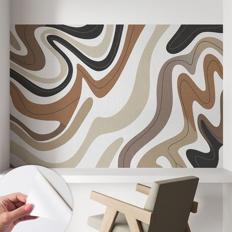 Papier peint adhésif décoratif avec colle pour salon chambre et bureau Installation rapide Vagues harmonieuses 104x70 cm (1/5)
