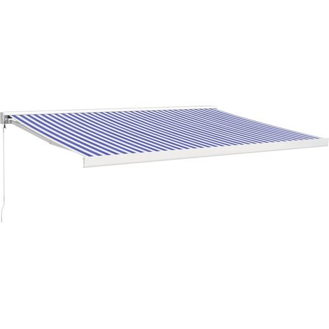 Maison Exclusive - Tenda da Sole Retrattile Blu e Bianca 4x3 m Tessuto e Alluminio