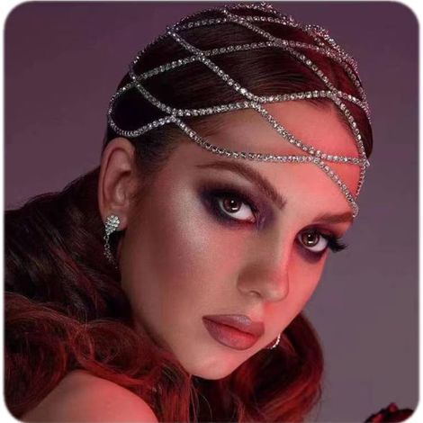 Cappello da donna con strass, copricapo, accessorio per capelli con nappa di cristallo, copricapo da sposa, 1 pezzo, argento (1/5)