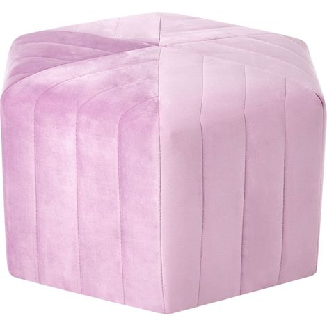 Pouffe Light Violet Velvet 53 x 48 x 29 cm Upholstered Hexagonal Footstool Ottman Glamour Style Living Room MURIETTA