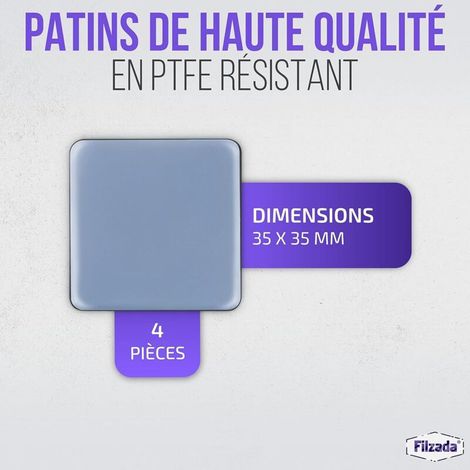 4 Patins pour meubles, Carré 35x35 mm, PTFE auto-adhésif, Pour chaise et table, Protection sol (1/4)