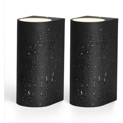 Applique Murale Exterieur LED Etanche, 2 X 6W Spots GU10, Lampe Murale Moderne Noire Mat IP65 220V 2800K 600lM Blanc Chaud, Eclairage murale exterieur pour Jardin Terrasse Garage, Lot de 2 Pa (1/5)