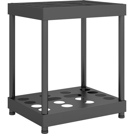 Organisateur d'outils de jardin, support à outils de jardin 16 compartiments à 2 niveaux 42 x 33 x 50 cm noir (1/5)