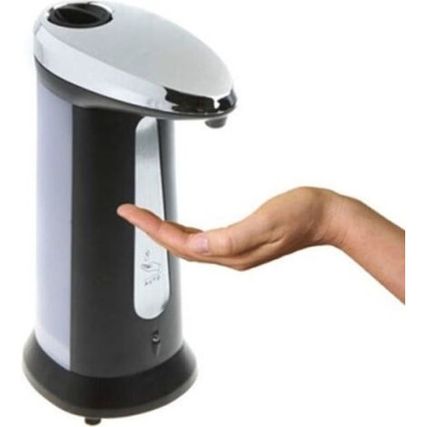 Pompe à savon automatique en acier inoxydable argenté, distributeur de savon liquide sans contact, capteur infrarouge, rechargeable, pour salle de bain et cuisine, élégant et pratique. (1/3)