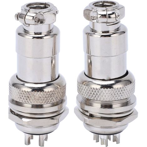 2 Connecteurs fiche femelle aviateur, coque en alliage de zinc, contacts cuivre argenté 4 broches (1/5)