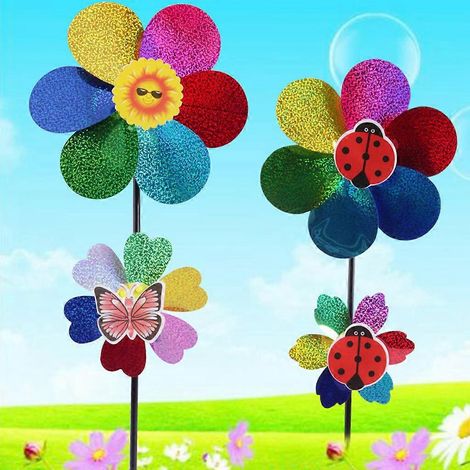 Moulin à vent à paillettes colorées, décoration pour la maison, le jardin ou la cour, jouet pour enfants (1/4)