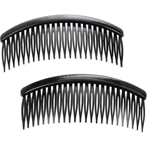 Pince à cheveux plastique noir 24 dents, lot de 2 pour femmes et filles (1/5)