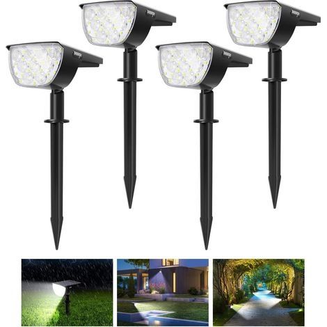 【4 Pack 30 LED】Spot Solaire Extérieur, Lampes Solaires Etanche IP67 Projecteur Solaire Réglable avec Panneau Solaire 180° Eclairage Extérieur Solaire pour Jardin, Cour, Chemin, Allée… (1/5)