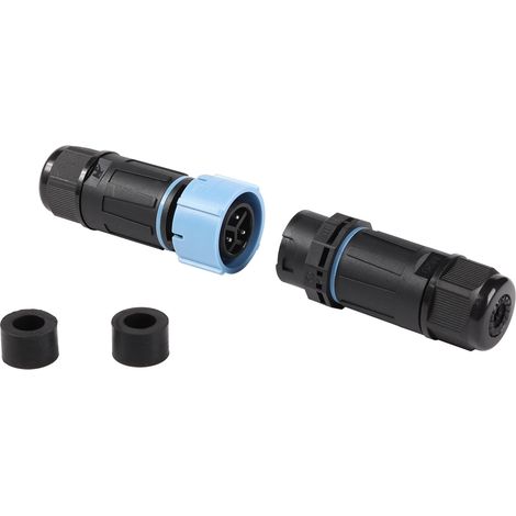 Electraline 71734 Connettore Stagno 3 Poli, 2 Vie, impermeabile, Presa e Spina, Con tecnologia autobloccante, Ideale per giardini e spazi esterni, Per cavi esterni IP68 (1/5)