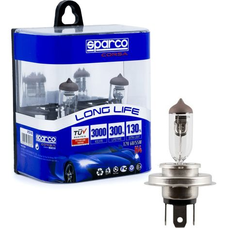 Bombillas halógenas Sparco H4 12 V 3000 K amarillas 60/55 W P43t, 2 unidades (1/3)