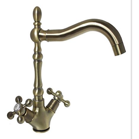 ROBINET D'ÉVIER DE CUISINE À BEC HAUT MITIGEUR D'ÉVIER EN LAITON ANTIQUE JH-1694 (1/3)