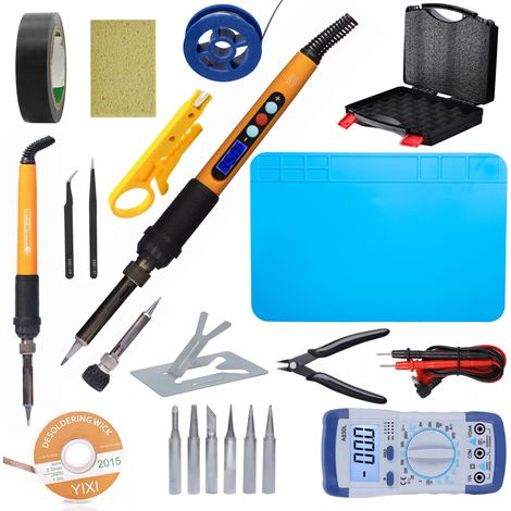 Set di Strumenti di Saldatura Professionale Rosfix Electric S 22 in 1 – Stazione Saldante 60W, Display LCD, Regolazione Temperatura 180-500°C, Accessori Inclusi (1/5)