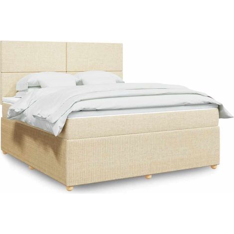 Boxspringbett mit Matratze Creme 180x200 cm Stoff (1/5)