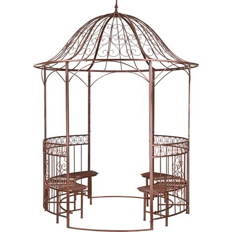 Arche - Pavillon de jardin en métal Ø 2 m SUN - Kiosque avec bancs