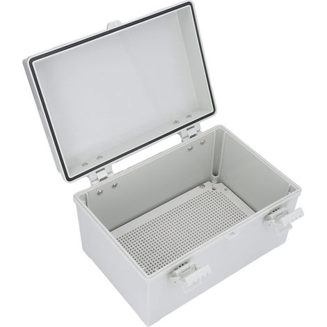 Boîte de jonction électrique grise avec couvercle à charnières, IP67 étanche, coffret de protection extérieur (1/5)