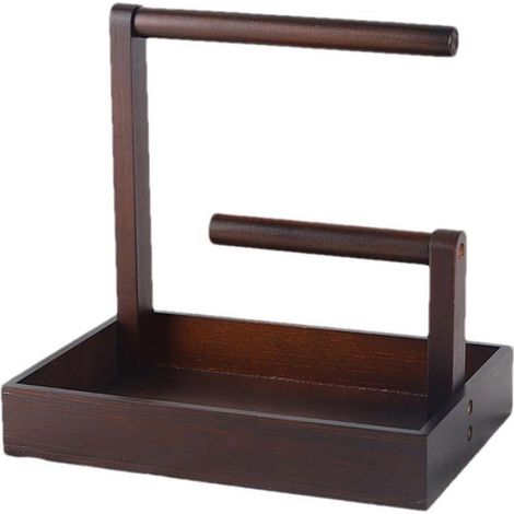 Support Organisateur de Bijoux - Support en Bois pour Colliers Bracelets et Bagues - Tour d'Affichage Portable 2 Niveaux - 26 x 18 x 28,5 cm - Marron (1/4)