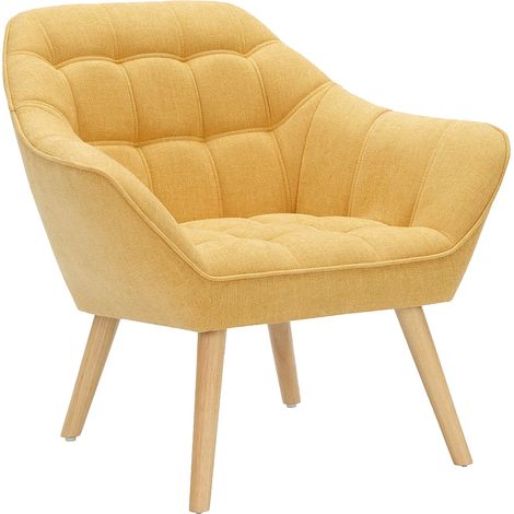 Fauteuil en tissu jaune moutarde CASERTA (1/5)