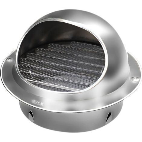 Aérateur rond 100mm en acier inoxydable – Grille anti-insectes – Couvercle de ventilation mural – Sortie d'évacuation pour tuyaux 4 pouces