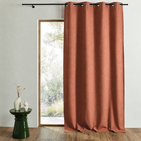 Rideau 100% occultant thermique phonique chiné MIDNIGHT Terracotta 135x180 cm