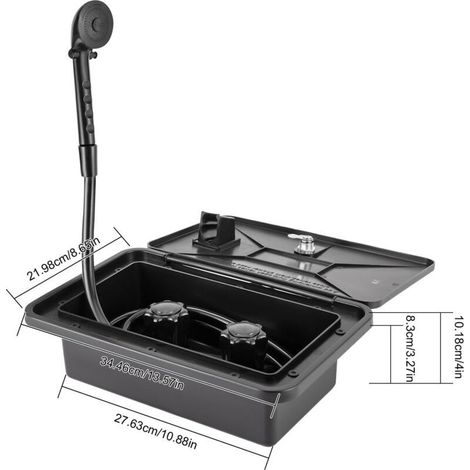 Douche de camping, salle de douche extérieure pour camping-car, interrupteur chaud et froid, pomme de douche, caravane, adaptée au jardin, à la plage, au camping, aux voyages/noir (1/5)