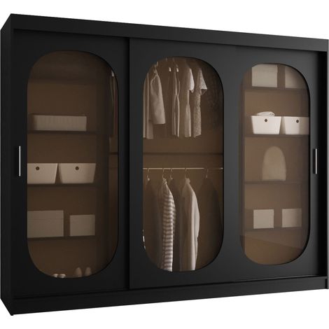 Armario Hartford 522, Negro, 200x250x62cm, Puertas de armario: Correderas, Número de estantes: 0