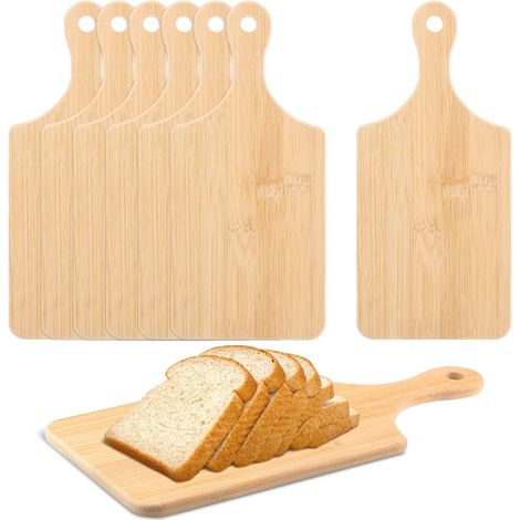 Lot de 8 planches à découper en bambou réversibles de 27,9 x 12,7 cm avec poignée antidérapante pour viande, légumes, fruits et fromage (1/5)