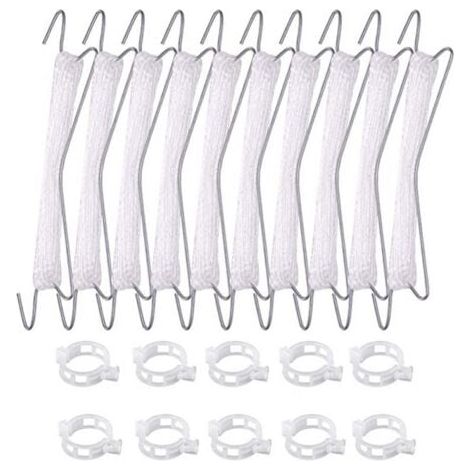 Lot de 10 crochets à tomates avec corde, tomates et concombres, serres pour autres légumes，10 crochets (10 mètres de fil) + 20 boucles (1/4)