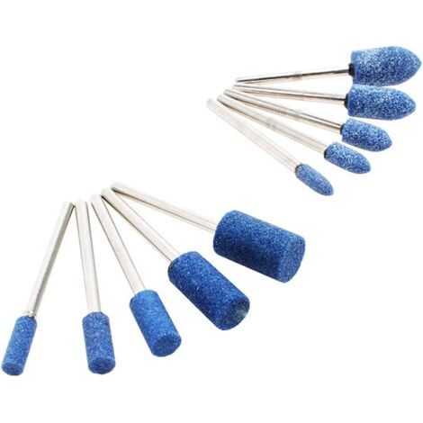 Lot de 10 forets à pierre de 3 mm, 4-10 mm, tige de 3 mm, tête de meulage abrasive, pour gravure, découpe, polissage - Bleu (1/5)