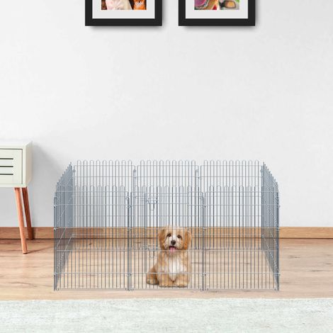 Recinto per esterni PawHut, box per cuccioli, recinzione per cuccioli, cancelletto per animali, set da 8 pezzi, L63 x H60 cm