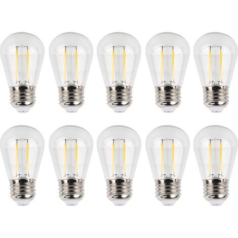 Lot de 10 ampoules LED vintage S14 E27 180LM 2W 110V lumière chaude en verre transparent (1/5)