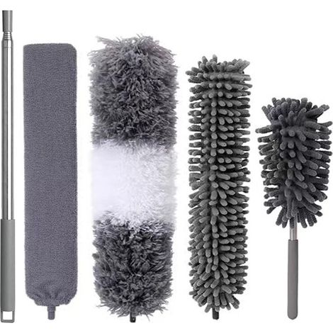 GROOFOO 5 Pièces Plumeau Poussière Plumeau Telescopique Plumeaux Télescopiques en Microfibre Lavable Plumeau Toile D'araignée Poussière Longueur pour Toile D'araignée,Ventilateur de Plafond,Stores (1/5)