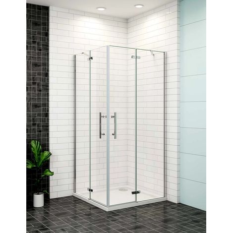AICA Eckeinstieg 90x90x195cm 6mm ESG-glas Falttür eckdusche Pendeltür Scharniertür Duschkabine Duschabtrennung Duschtür (1/5)