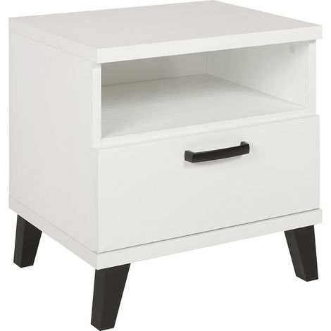 Table de chevet DANAÉ – 1 tiroir + 1 niche – Blanc mat