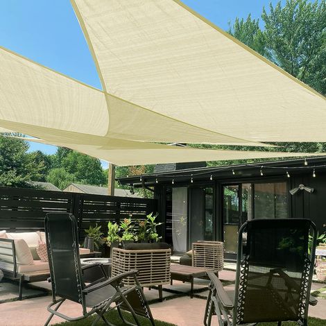 Amour étage Triangle Anti-UV Soleil Voile d'ombrage Idéal pour l'extérieur terrasse Jardin 16'5''x16'5''x16'5'' crème (1/5)