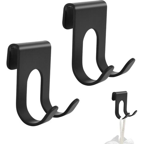 Lot de 2 supports de rasoir pour prises, supports de rasoir auto-adhésifs étanches, sans perçage, pour l'organisation de la salle de bain et de la cuisine (noir) (1/5)