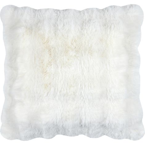 Coussin déhoussable imitation fourrure Ecru 45x45 cm (1/2)