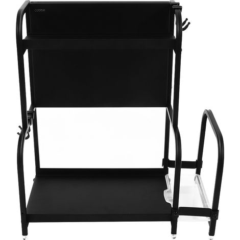 Étagère à épices double couche réglable pour comptoir, noir 30cm/11,8in, sans coupelle + support planche à découper (1/5)