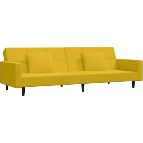 vidaXL 2-Sitzer Schlafsofa mit zwei Kissen Gelb Samt