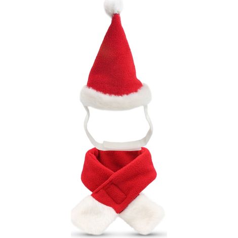 Chapeau De Noël Et Écharpe Pour Animaux - Accessoire De Déguisement Pour Chiens Et Chats - Taille Réglable - Polyester - Lot De 2