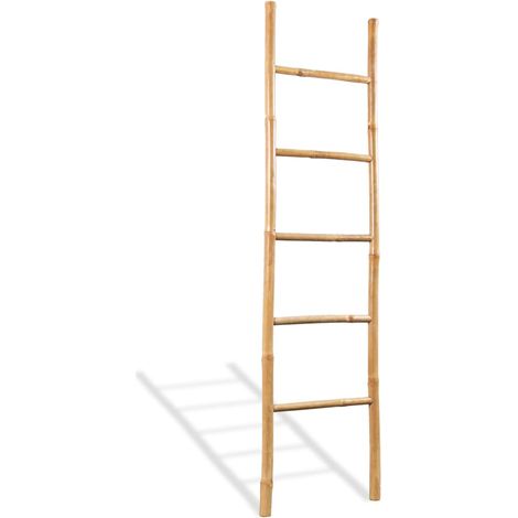 vidaXL Towel Ladder with 5 Rungs Bamboo 150 cm (1/4)