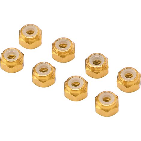 selbstsichernde Muttern aus Aluminiumlegierung mit Nylonfutter, M2-Sechskant, für Axial SCX24 1/24 RC-Modelle, Gold (1/5)