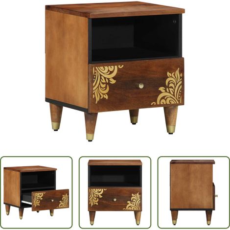 Rangement chambre - Cabinet de chevet avec tiroir Marron miel 40 x 33 x 46 cm (1/5)