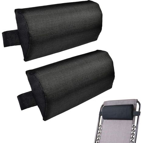 2 Pièces Coussin De Tête pour Chaise Longue, Ergonomique Coussin Repose Tete Chaise Longue,avec Tissu Et Mousse pour Plage, Terrasse, Bord De Piscine, Noir, 35 X 15 X 6 Cm (1/5)